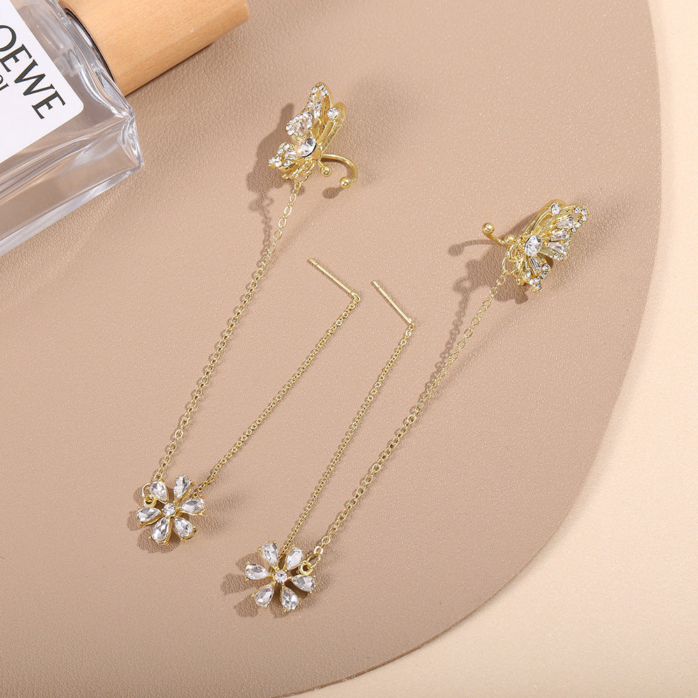 Of Butterfly Clip One-piece High-grade Light Luxury Tassel Temperamental Earrings