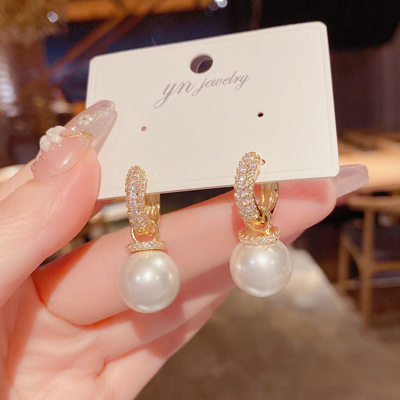 Inlaid Zircon Pearl Clip Exquisite Fashion Petite Ear Buckle