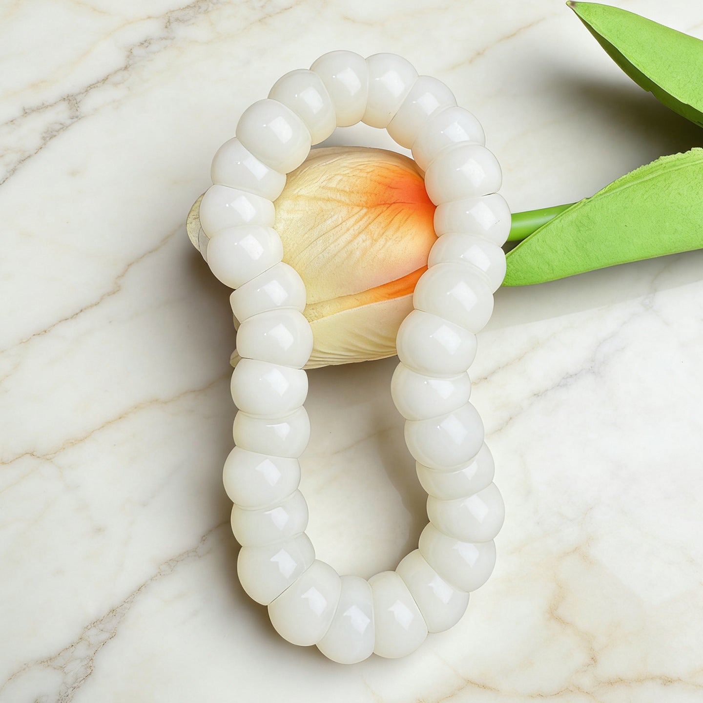 Women's & Men's Jade Bodhi Root Green Floating Flower Bracelet