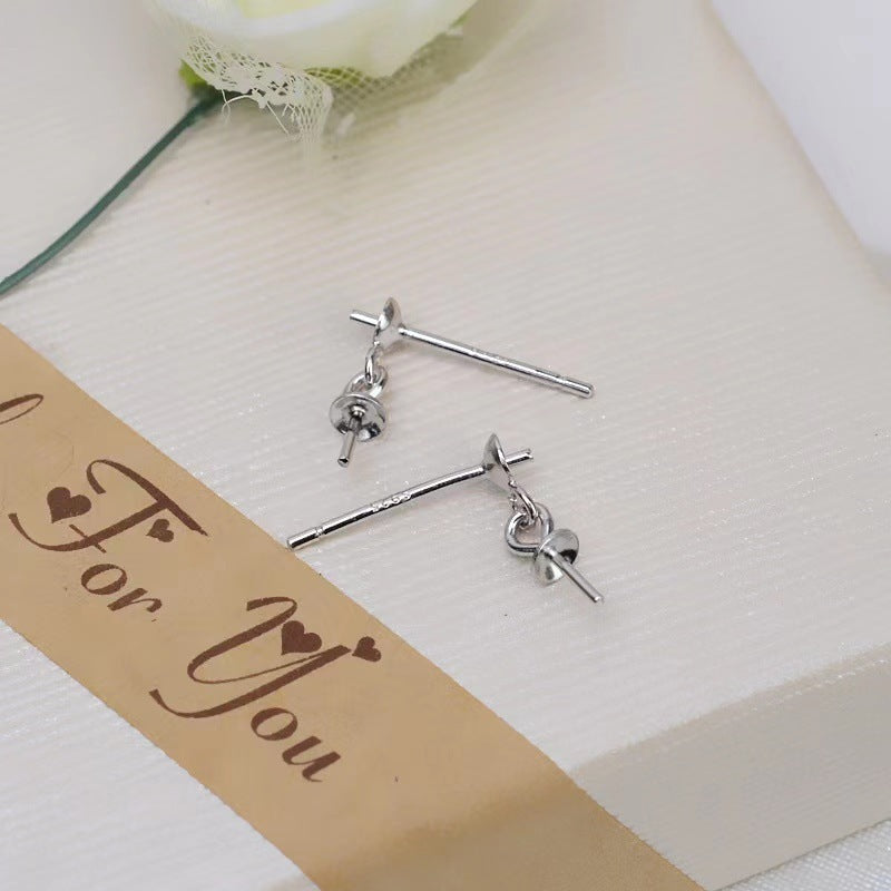Beaded Double Beads Auricular Needle Bowl Base Stud Earrings