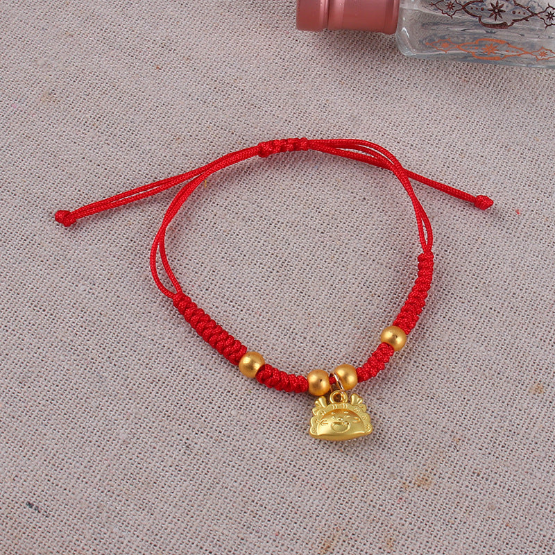 Chinese Style Hand-woven Gold-plated Dragon Red Rope Bracelets