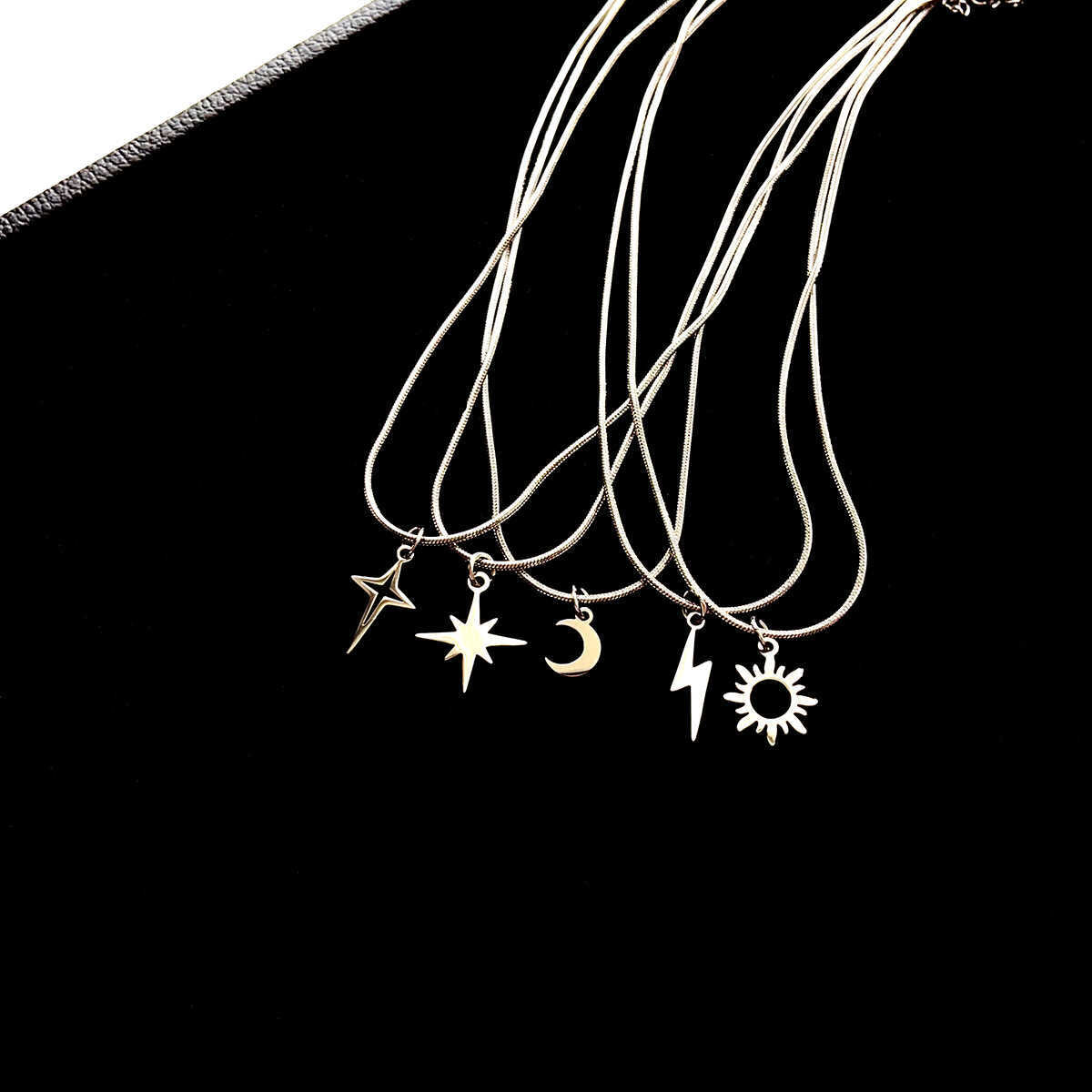 Stainless Moon Asterism Star Snake Bones Chain Necklaces