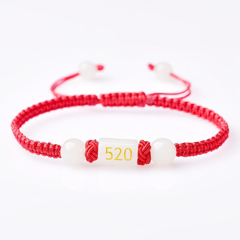 Women's & Men's Couple Red Rope Black Fluorescent Stone Bracelet