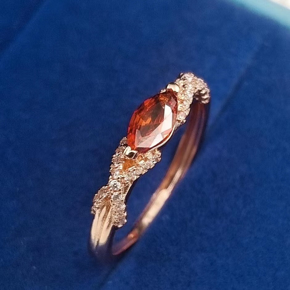Live Ruby Horse Eye Diamond Female Minority Fashion Zircon Opening Ring