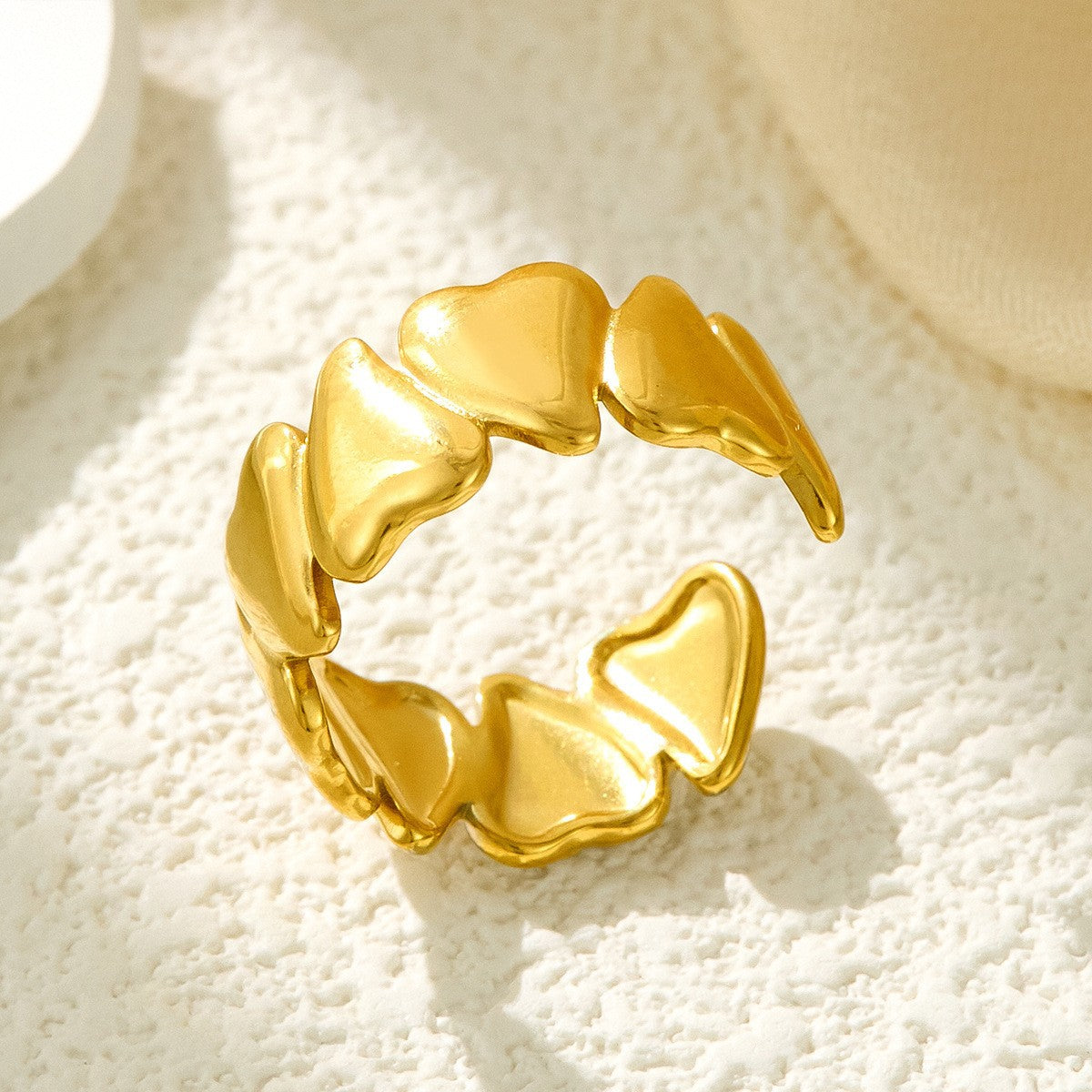 Stainless Steel Irregular Line Love Heart-shaped High-grade Ring