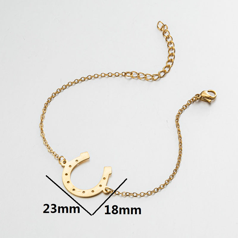 Women's Light Luxury Stainless Steel Gold Simple Lucky Horseshoe Bracelet