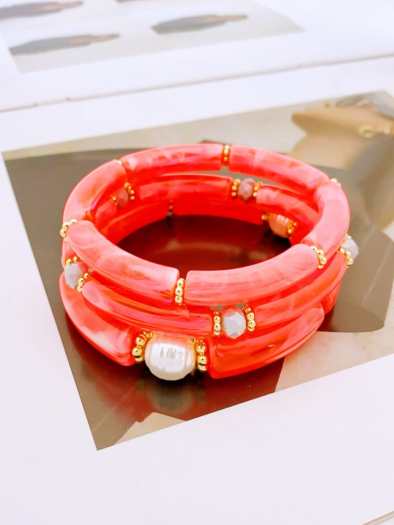 Fashion Simple Acrylic Beaded Ladies Elbow Bracelets