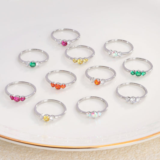 Luxury Color Colorful Crystals Self-discipline Female Niche Rings