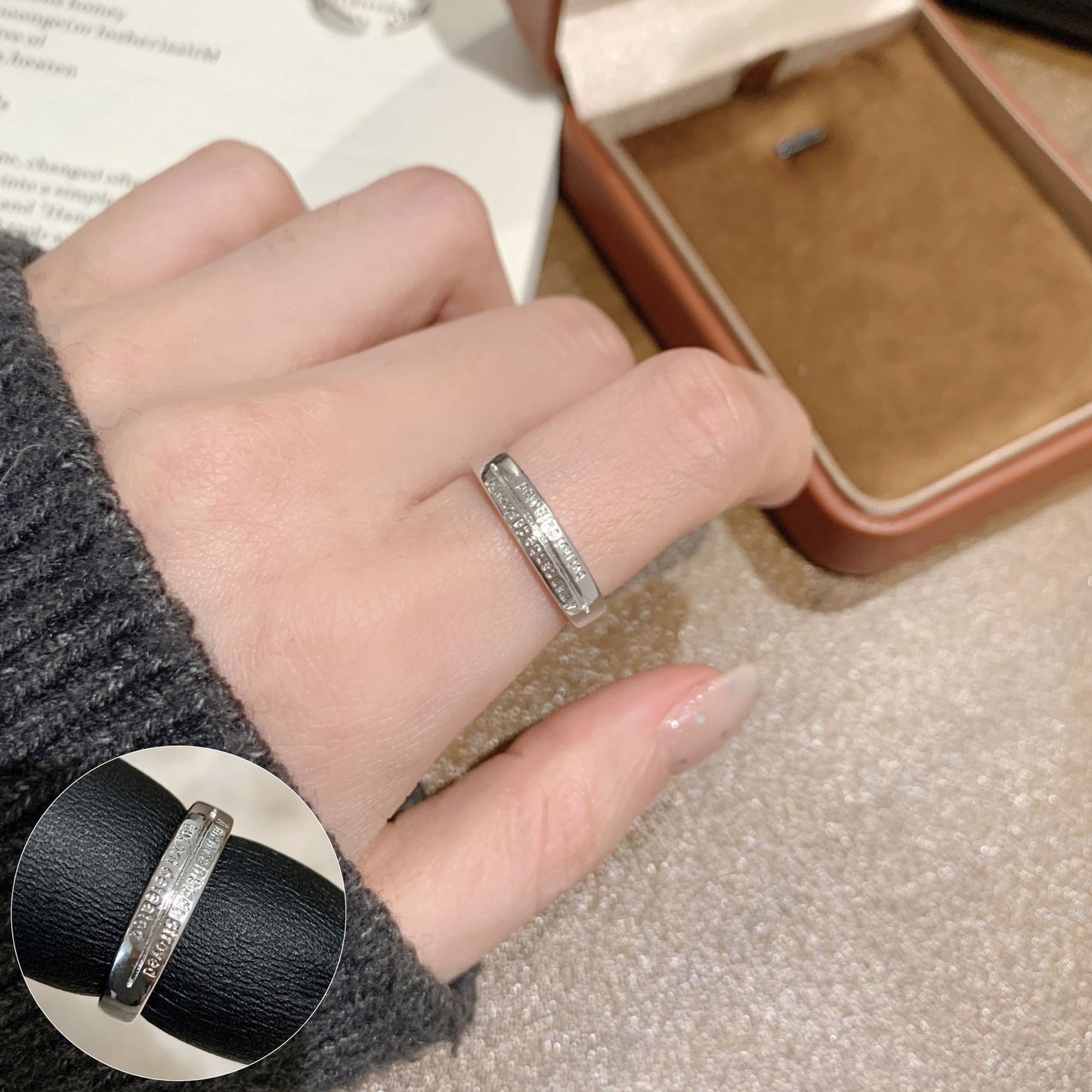 Women's Circle Exquisite Bow Loving Heart With Opening Style Index Ring