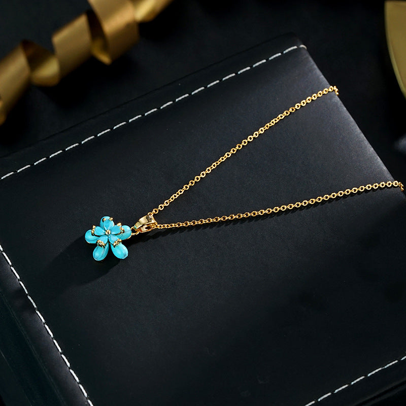 Live Studio Blue Fresh Summer Ice Flower Necklace