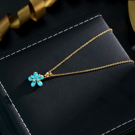Live Studio Blue Fresh Summer Ice Flower Necklace