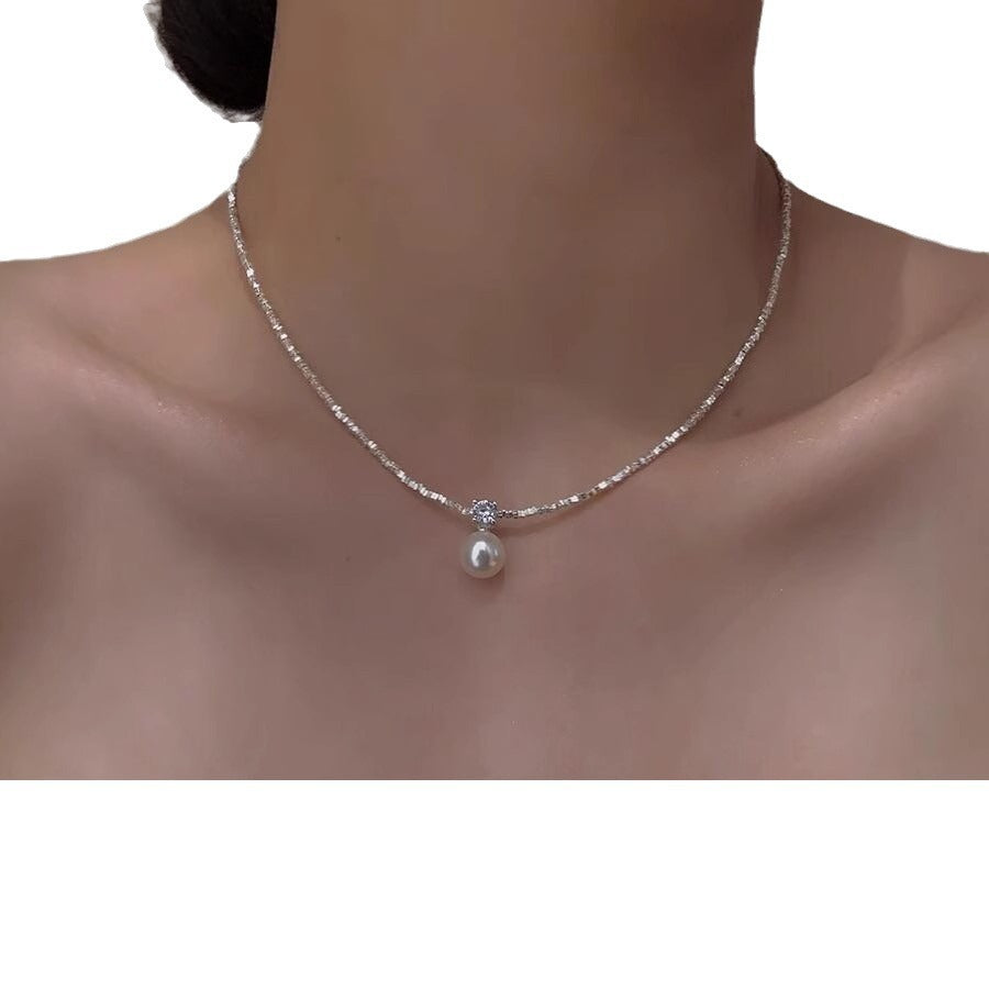 Sier Single Pearl Advanced Light Luxury Necklaces