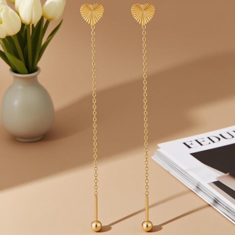 Flower Love Butterfly Long Fringe Female Titanium Steel Trendy Grace Ear Line