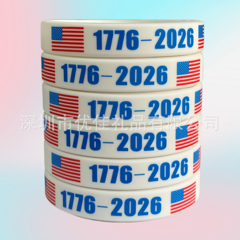 Colorful Flag Red White Blue Silica Gel Patriotic Silicone Wrist Bracelets