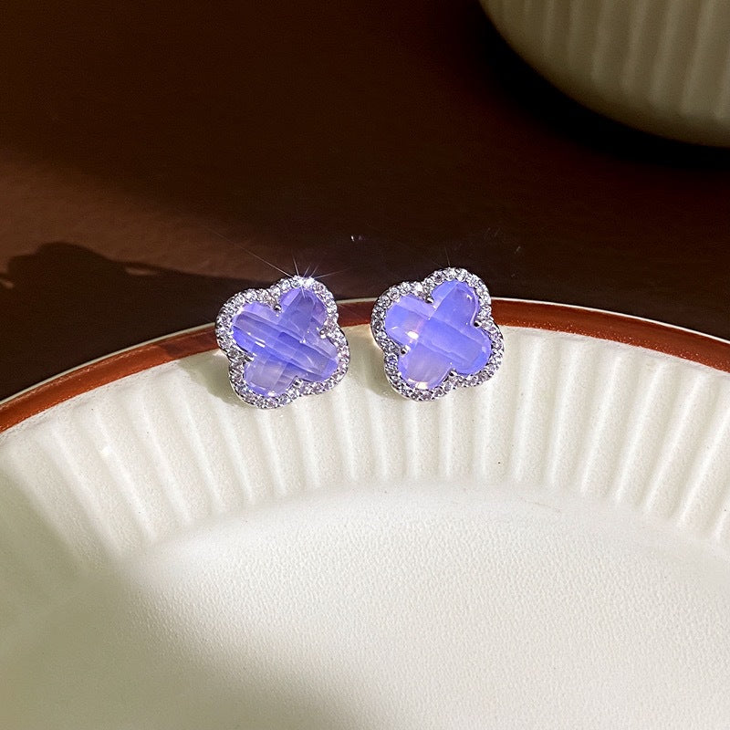 Women's Style Four-leaf Flower Crystal Light Luxury High-grade Refined Stylish Versatile Rings