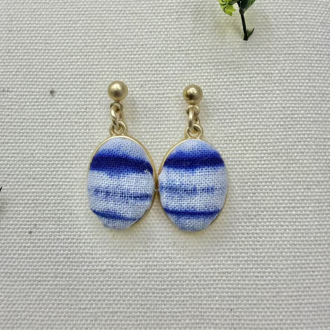 Yunnan Dali Ethnic Style Blue Dyed Stud Earrings