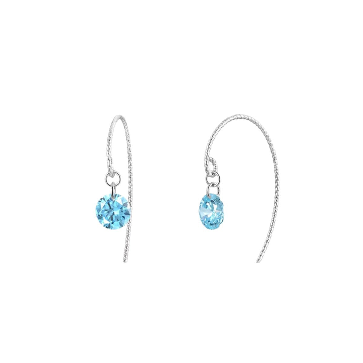 Women's Daily Leisure Blue Zircon Ear Thread Light Luxury Minority Design Rings