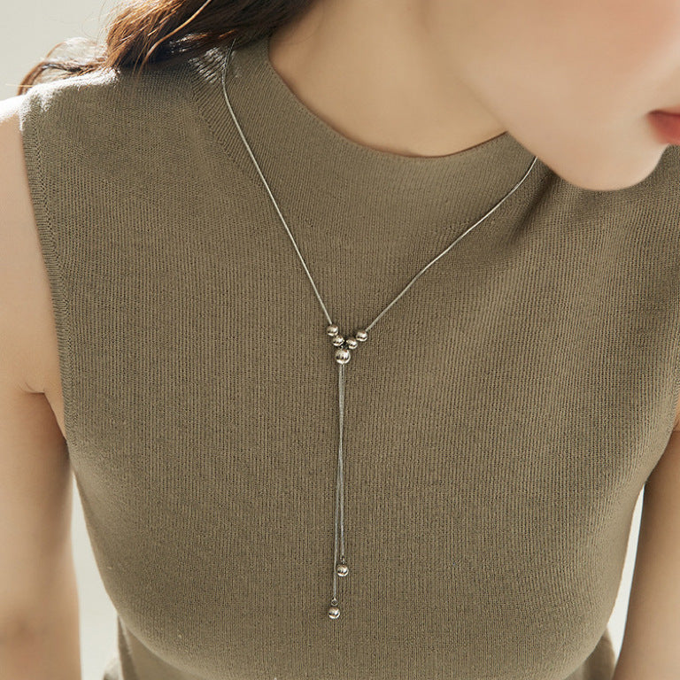 Women's No Fading Beaded Pull-out Adjustable Long Simple High-grade Tassel Necklaces