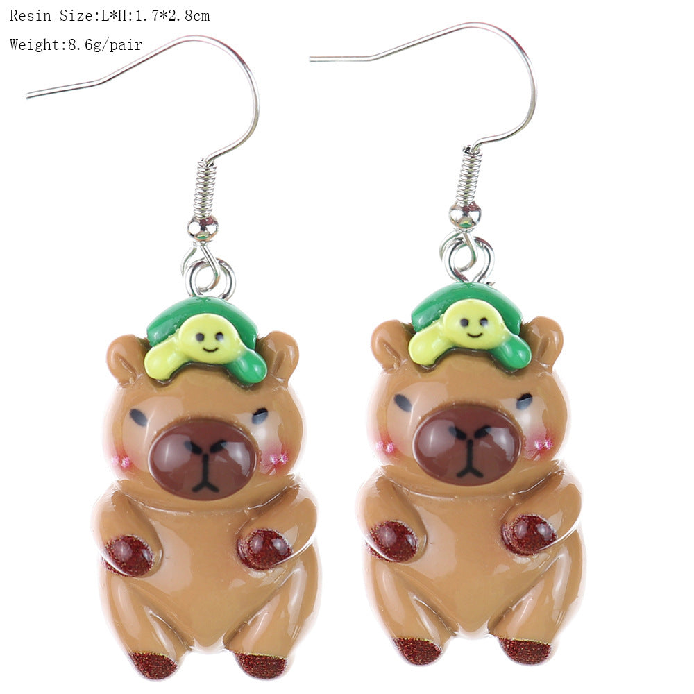 Cartoon Luminous Khaki Barra Capybara Creative Childlike Heart Rings