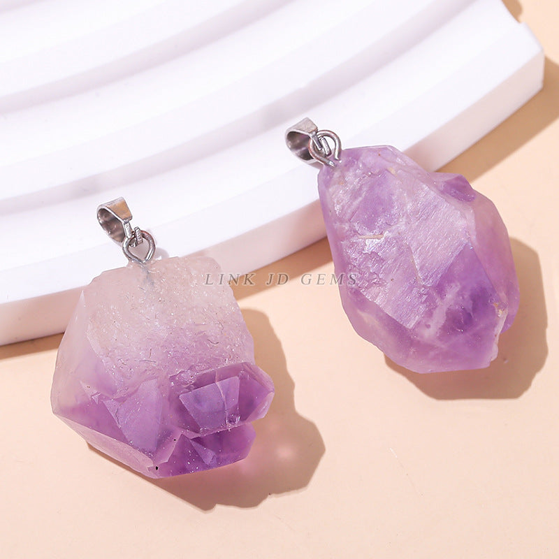 Jewelry Natural Amethyst Flower Rough Stone Pendants