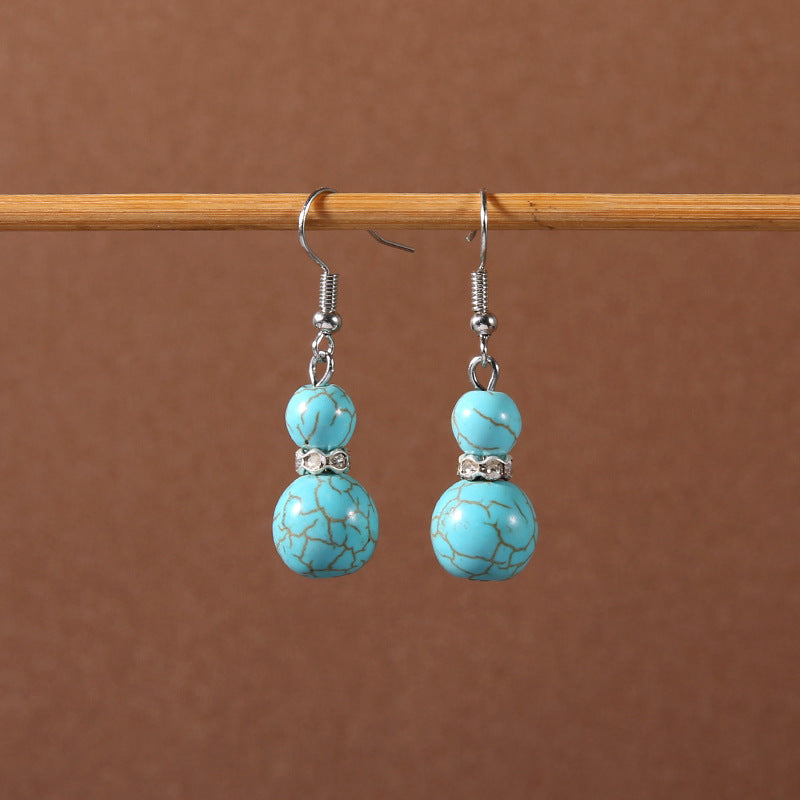 Tassel Turquoise Retro Minority Ethnic Style Graceful Personality Tibetan Earrings