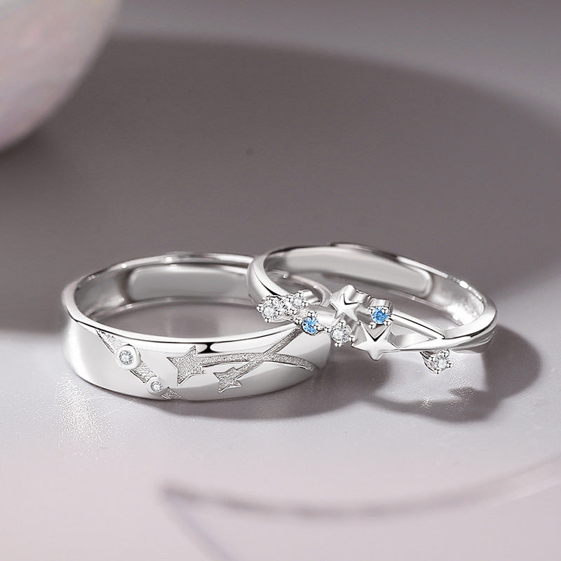Star Couple Sterling Sier Niche High-grade Wind Meteor Rings