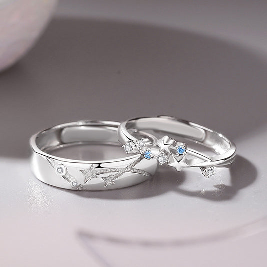 Star Couple Sterling Sier Niche High-grade Wind Meteor Rings