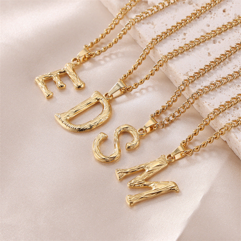 Textured Letters Design Sense Elegant Simple Necklaces