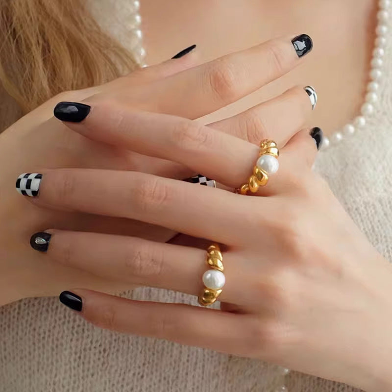 Natural Freshwater Pearl Female Special Interest Light Luxury High-grade Ring