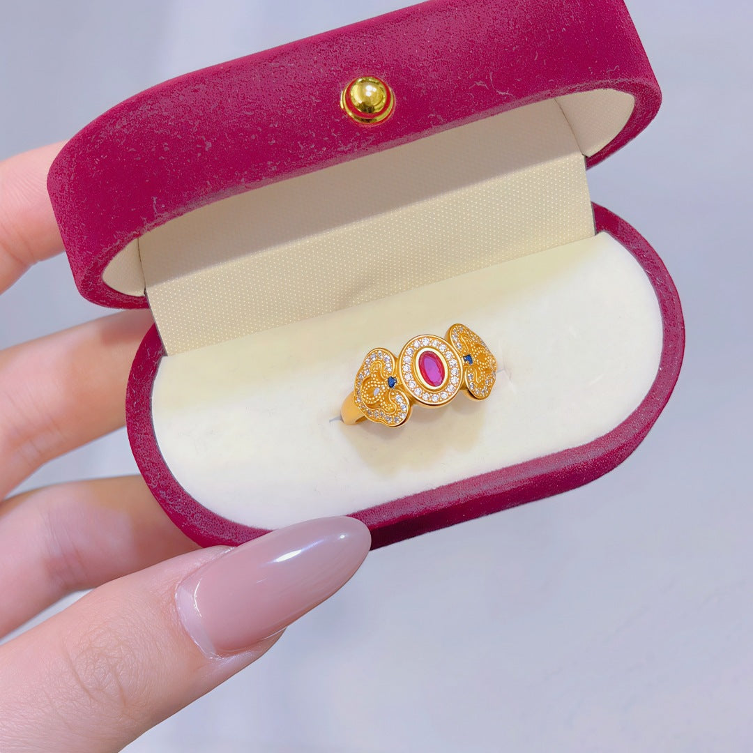 Women's Alluvial Gold Retro Affordable Luxury Design Brass Plated Fashion Ring