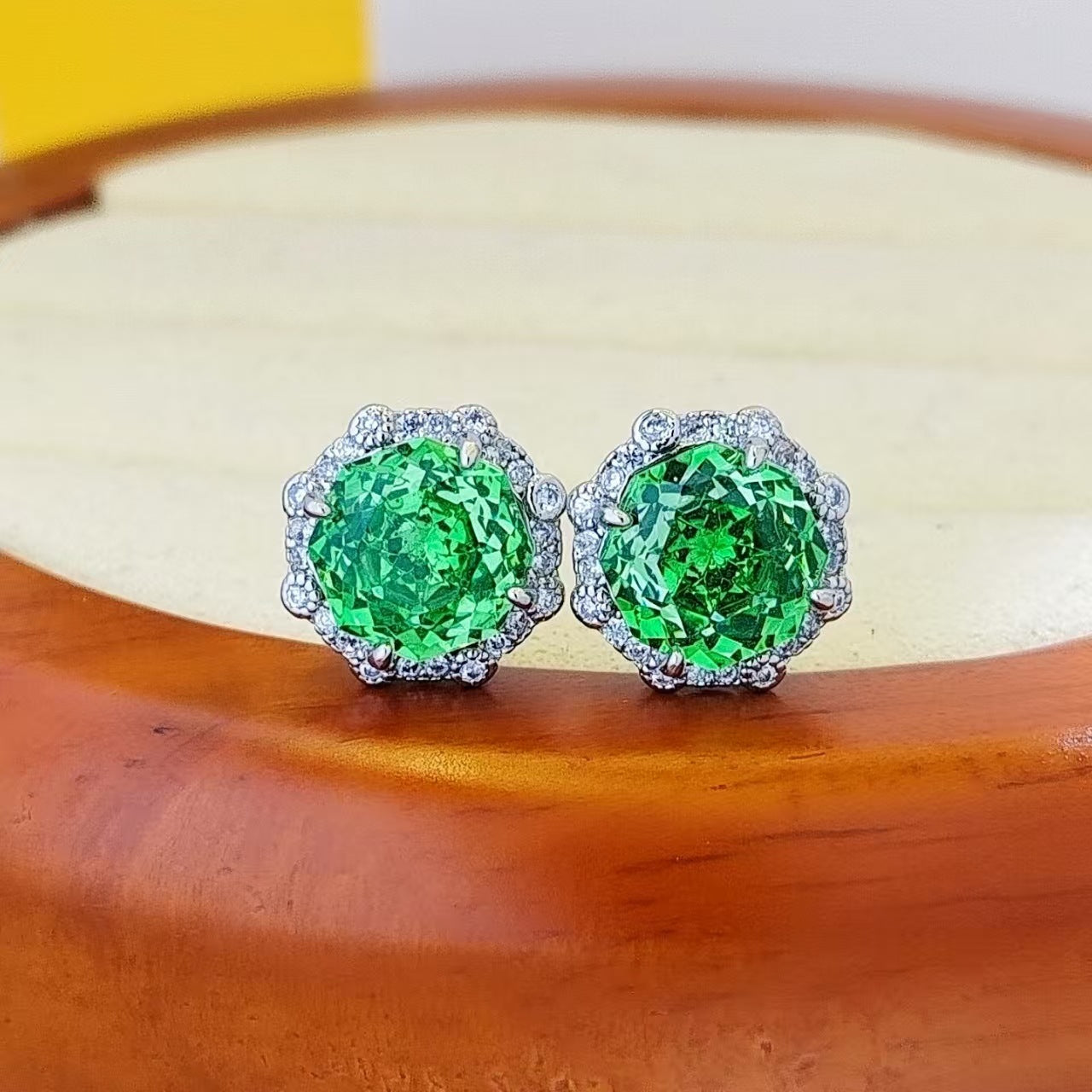 Women's Carbon Rhinestone Ear Colored Gems Three Rings