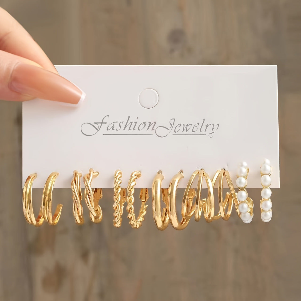 Women's Pearl Alloy Square Geometric Combination Earrings