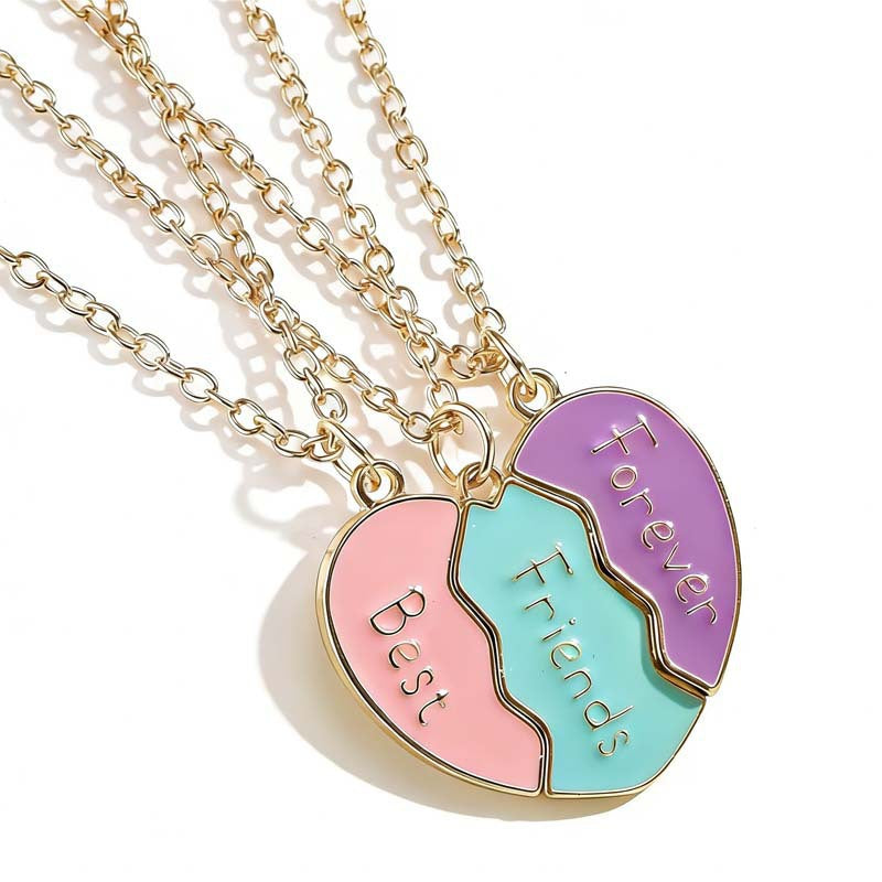 Love Magnetic Good Friend Heart-shaped Three-piece Necklace