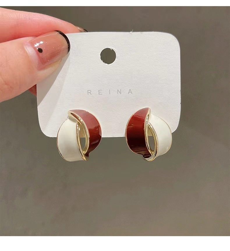 Women's Sier Needle Drop Oil Geometric Design Retro Fashion Artistic Earrings