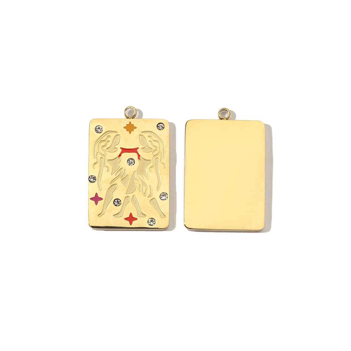 Real Gold Constellation Square Colorful Crystals Pendants