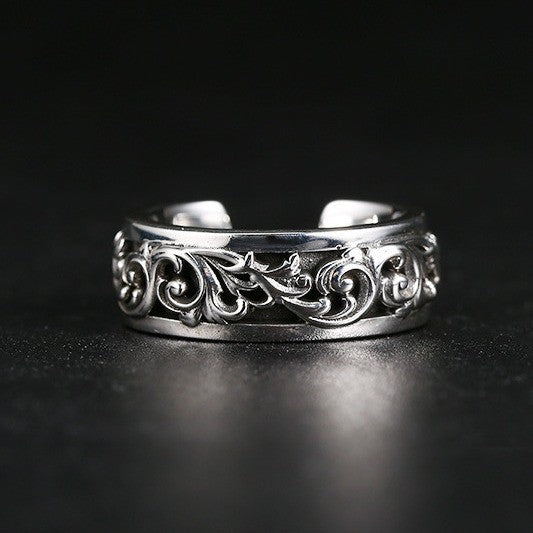Thai Sier Couple Handmade Gift Vintage Tang Grass Ring