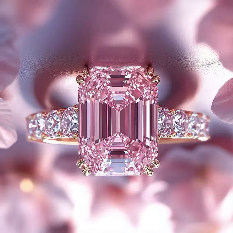 Women's Light Luxury High-grade Pink Gold Diamond Index Rings