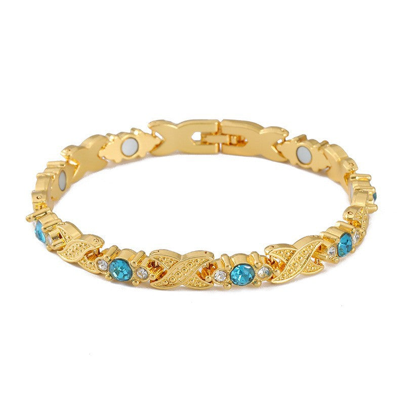 Women's Adjustable Leaves Magnet Alloy Diamond Fashion Bracelets