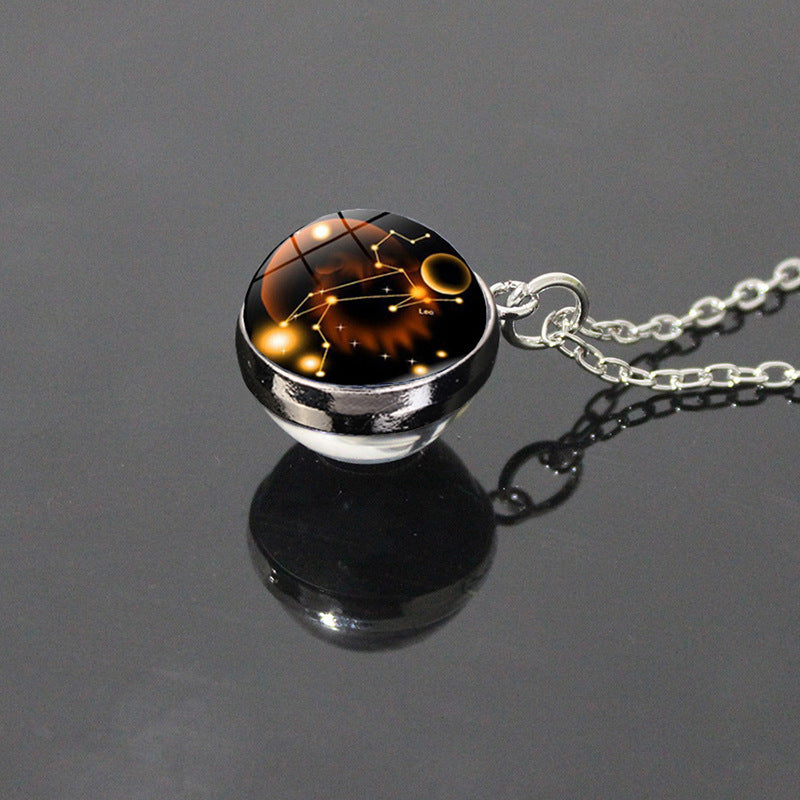 Sky Twee Constellation Glass Ball Time Stone Patch Necklace