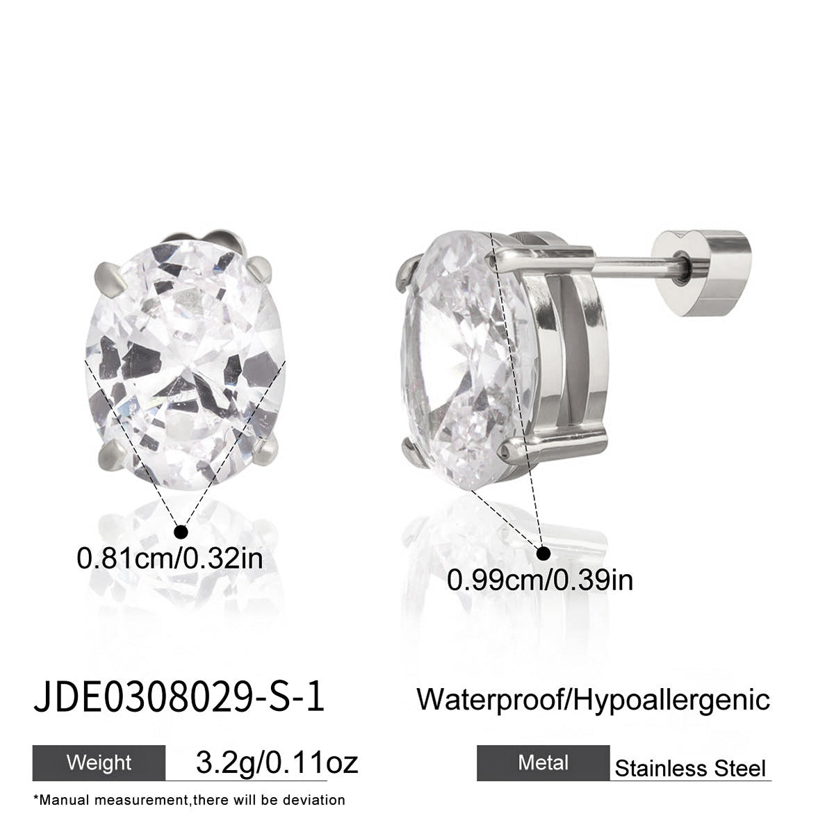Ding Stainless Steel Zircon Light Luxury High-grade Sense Titanium Niche Earrings