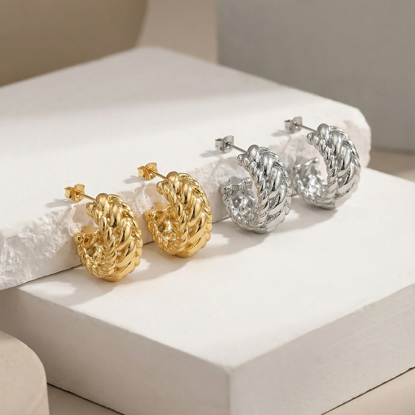 Twisted Geometric Fashionable Exquisite Elegant Trendy Stainless Earrings