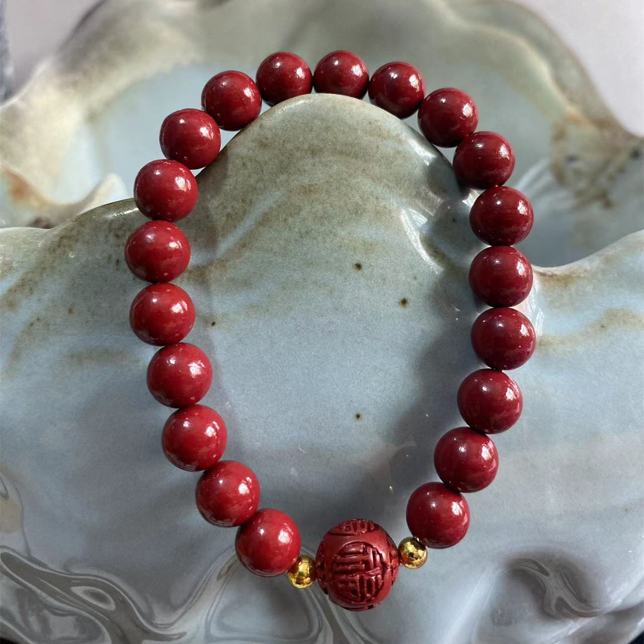 Binding Imitation Cinnabar National Style Grain Bracelet
