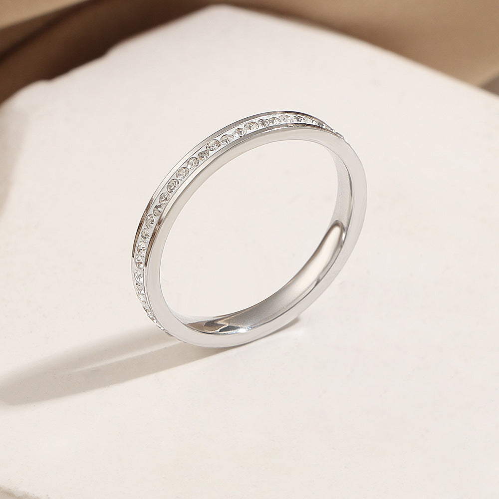 The Debris Fine Light Luxury White High-grade Single Row Index Rings