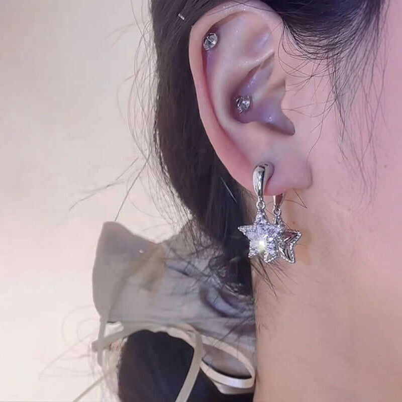 Women's Sense Graceful Fashionable Personalized Five-pointed Star Ear Earrings