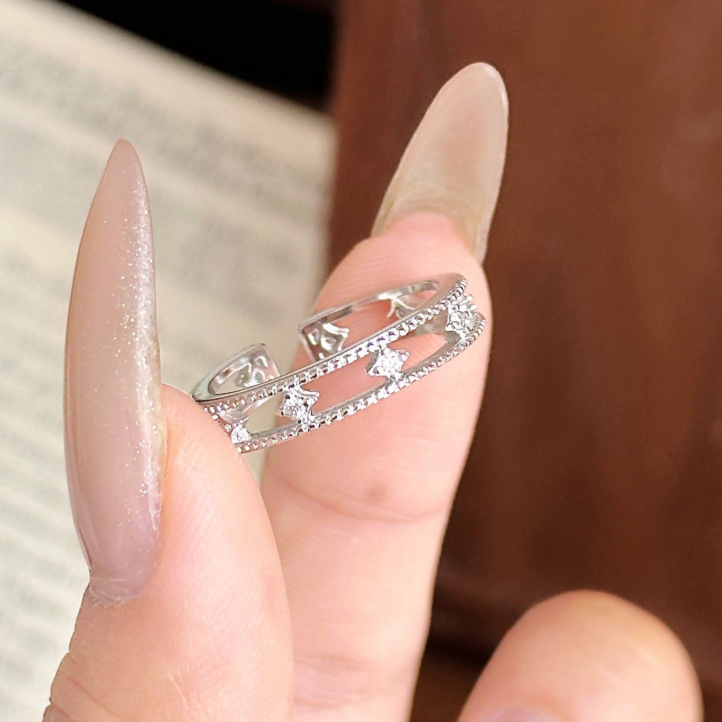 Delicate Super Shining Zircon Crescent Luxury Rings