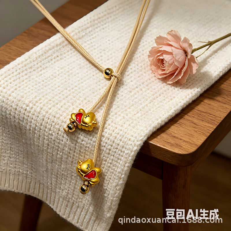 Elegant National Fashion Horse Golden Clothing Necklace