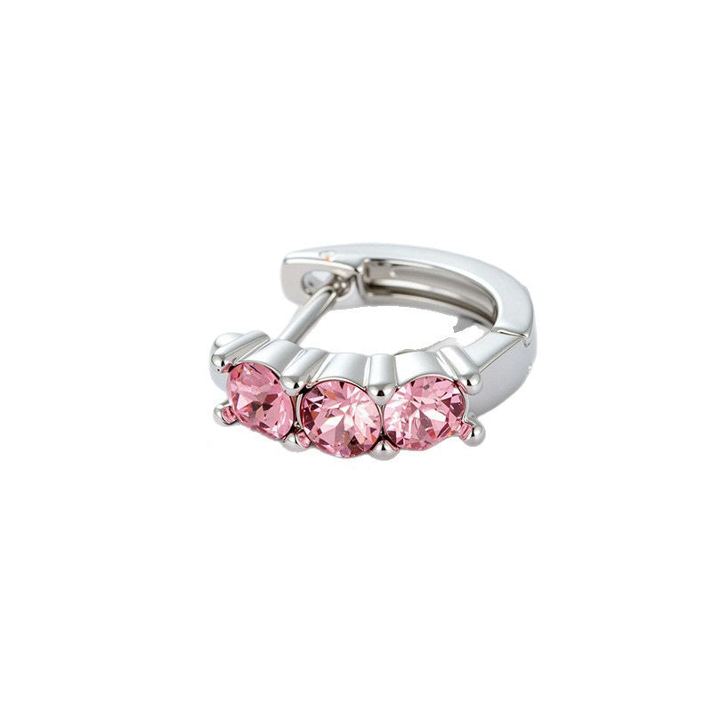 Zircon Candy Color Straight Needle Exquisite Clip Ear Buckle