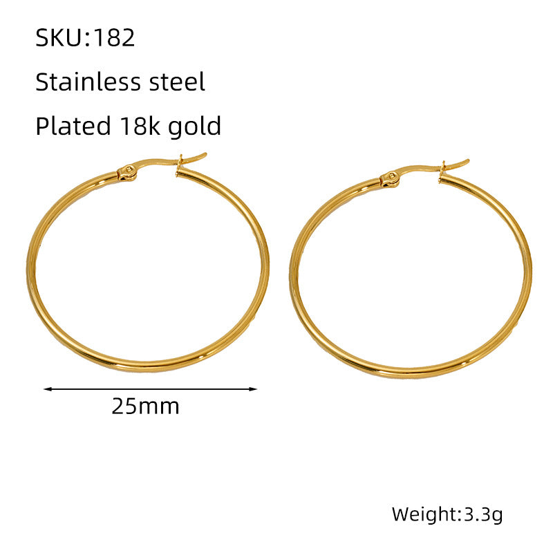 Women's Stainless Steel Round Coil Buckle Plated Fashionable Simple Ear Line