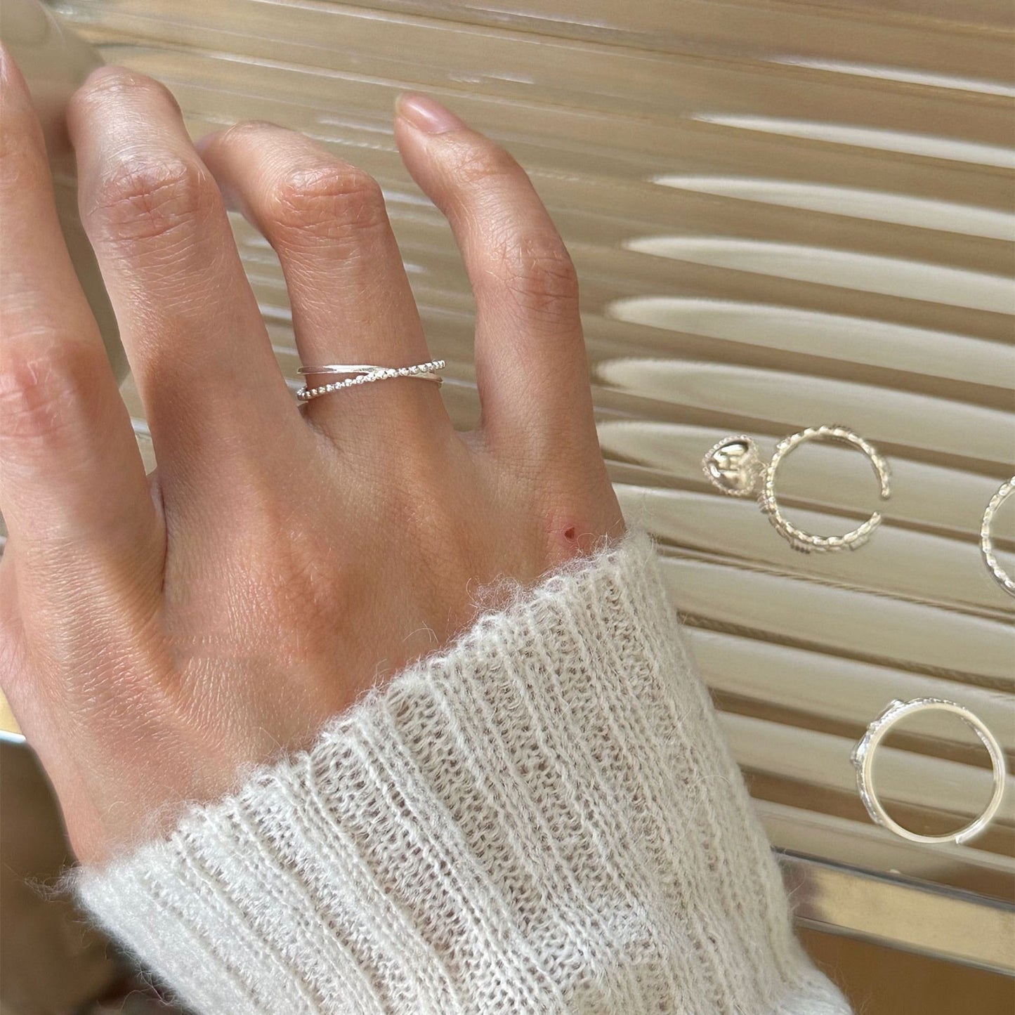 Women's Entire Sterling Sier Pearl Design High-grade Sense Rings