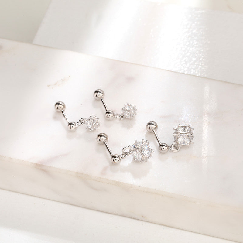 Ball Twist Small Diamond Ear Bone Earrings